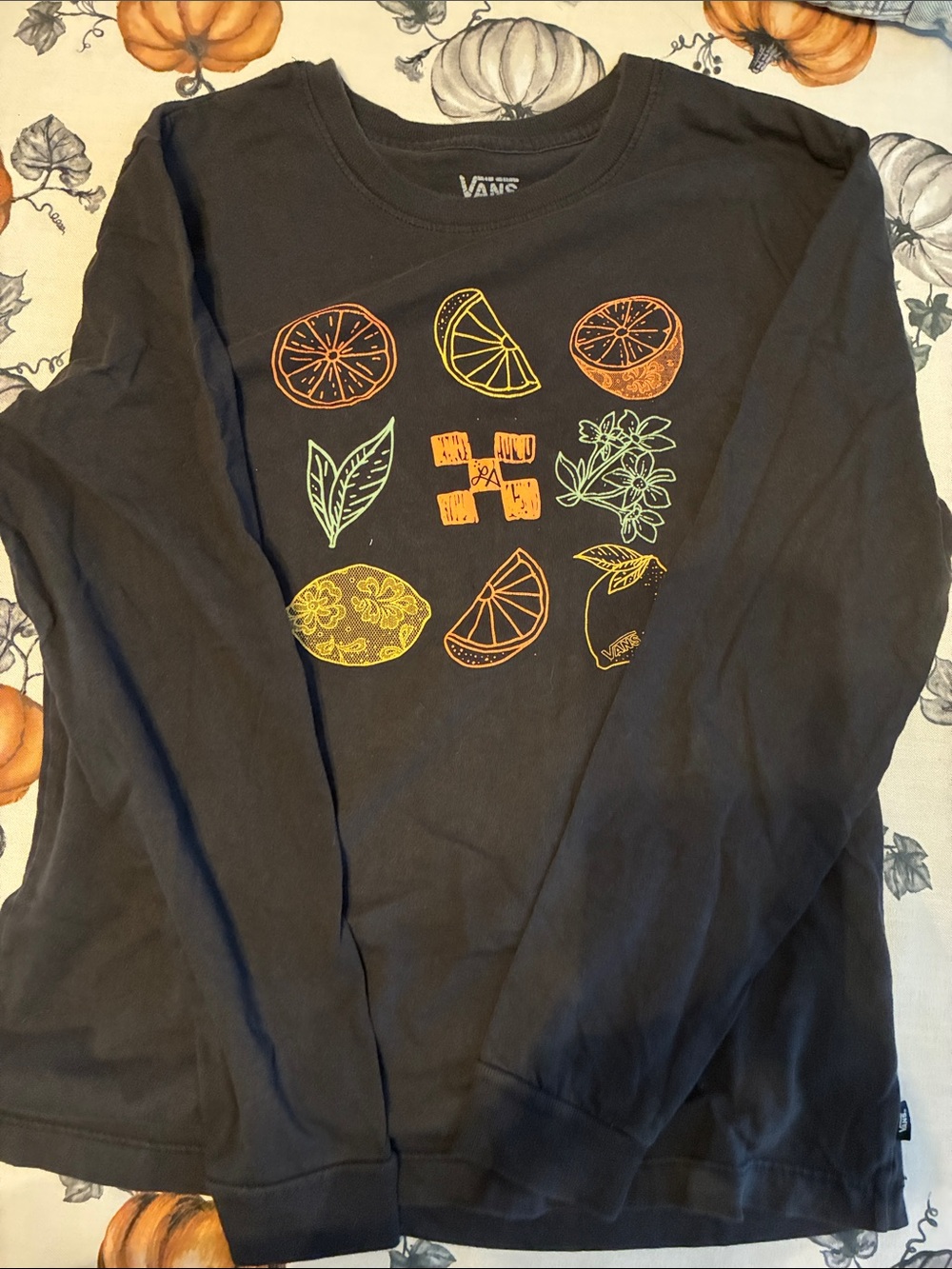 Vans Black Long-Sleeve Tee with Citrus Graphic
